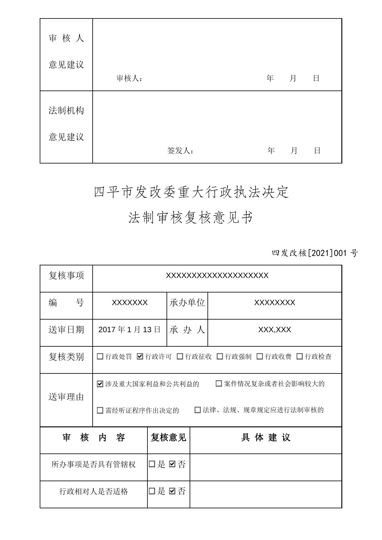 四平市发改委重大执法决定法制审核流程图.docx