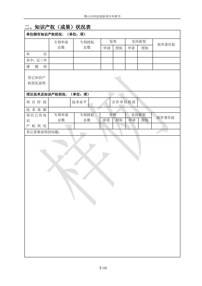 佛山市科技创新项目申报书(财政资助类模板).doc