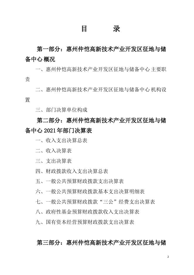 2021年惠州仲恺高新技术产业开发区征地与储备中心部门决算（含“三公经费”）.pdf