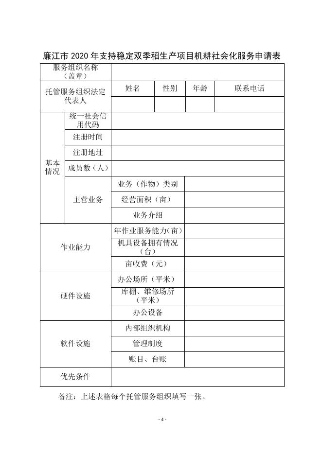 廉江市2020年支持稳定双季稻生产项目机耕社会化服务实施主体遴选方案.doc
