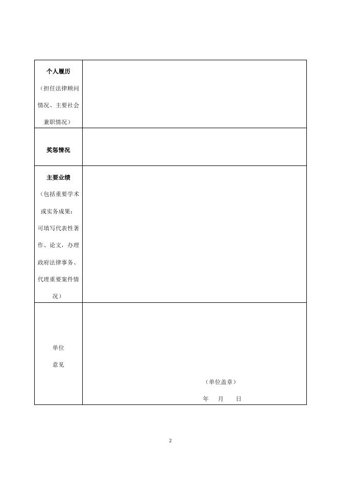 （遴选公告附件1）阳江市人民政府法律顾问人员报名表（法学专家、律师）.doc