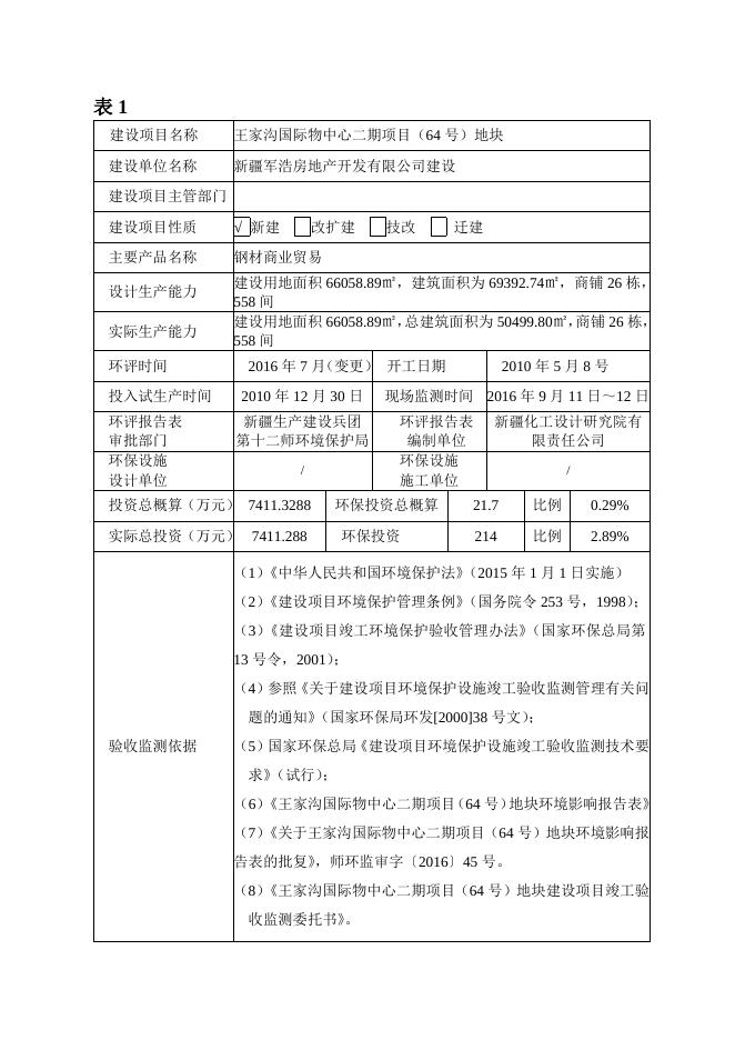 师环监字(2016)第33号王家沟国际物中心二期（64号）地块项目.doc