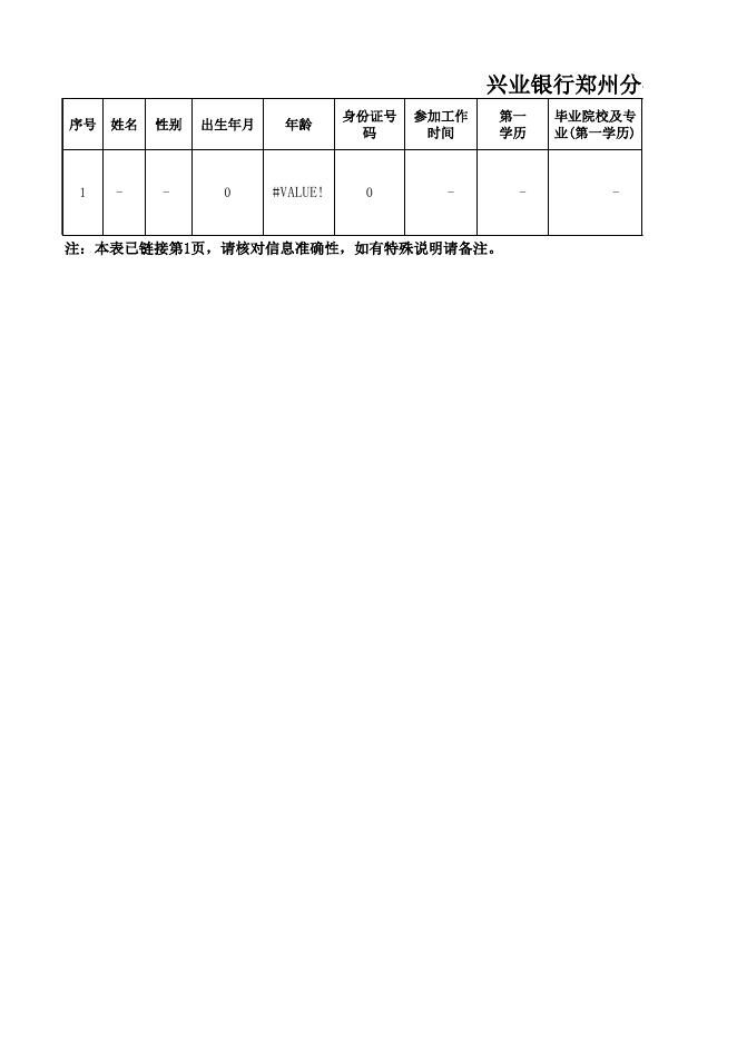《兴业银行郑州分行应聘表》.xls