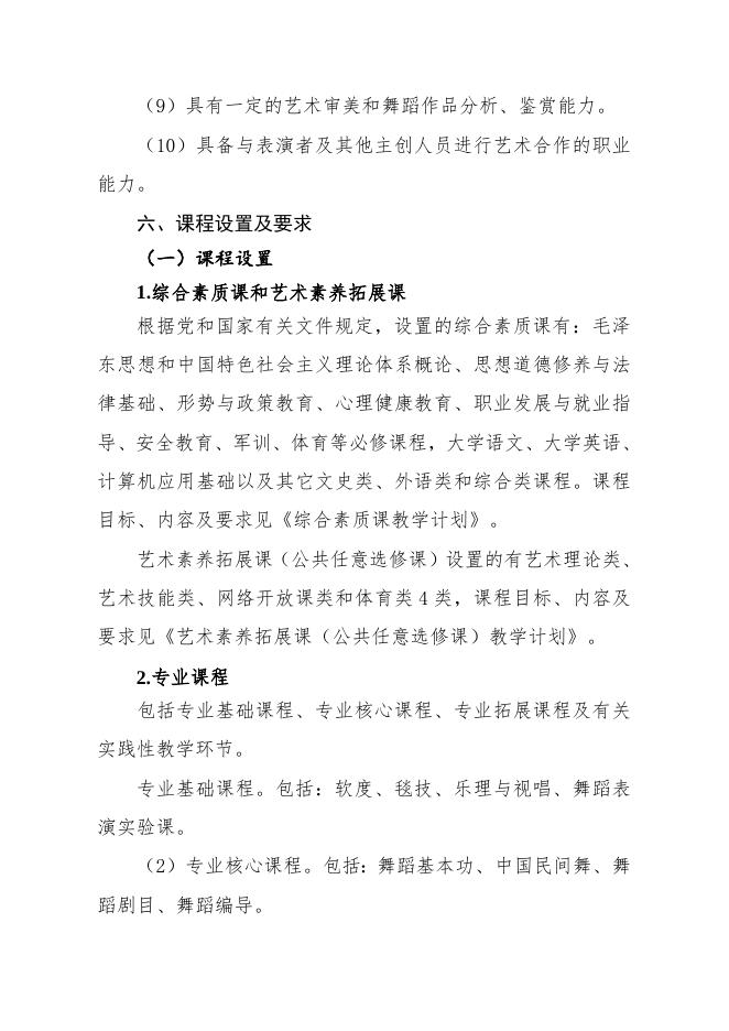 舞蹈表演专业（五年一贯制）.doc