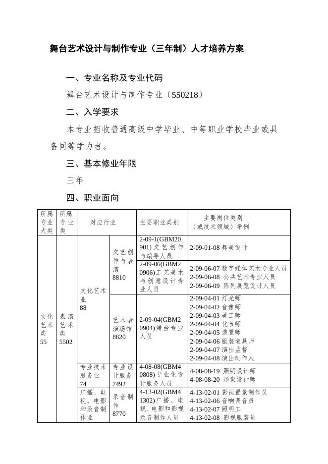 舞台艺术设计与制作专业(三年制).doc